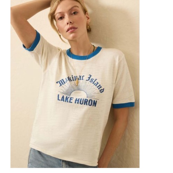 NEWđź’™FAHERTY Sunwashed Slub Camp Tee in Blue $88 - Picture 3 of 9